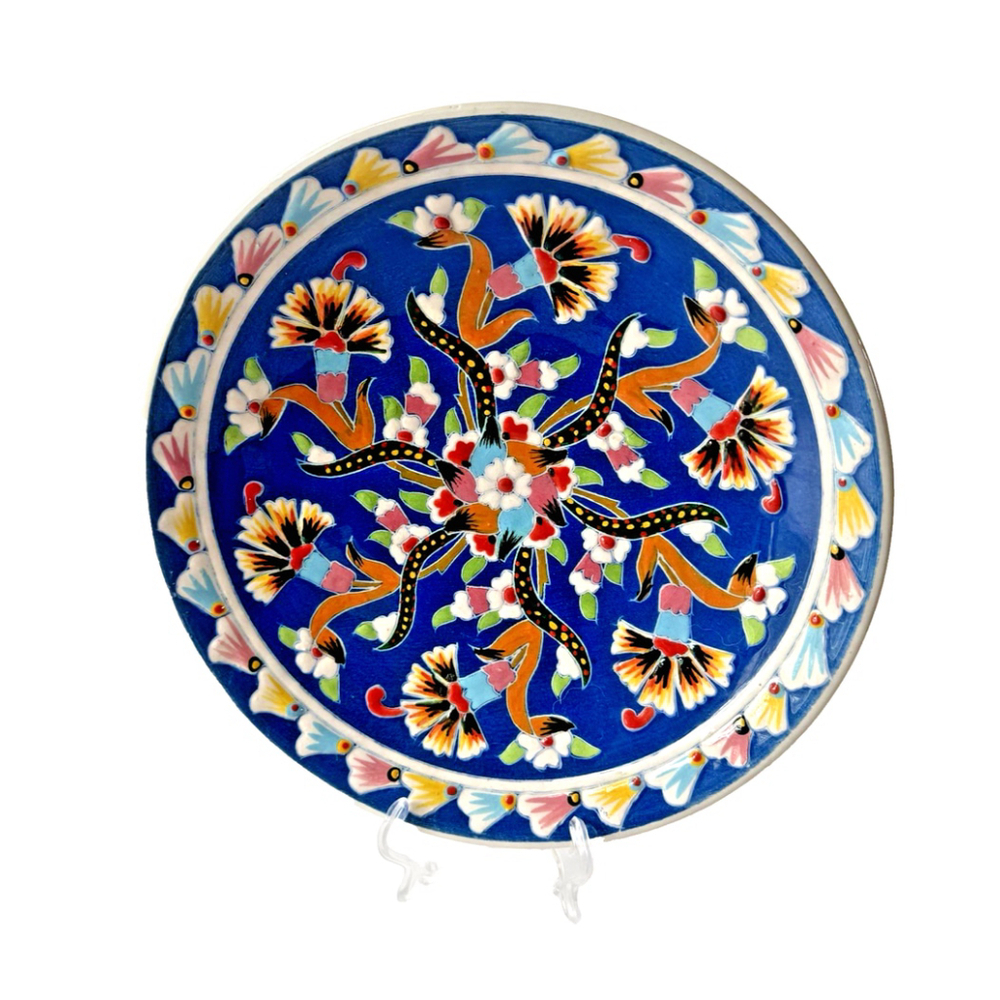 Vintage Turkish Hand-Made Ganca Ermis Gini Kutahya Folk Ar Plate 8"